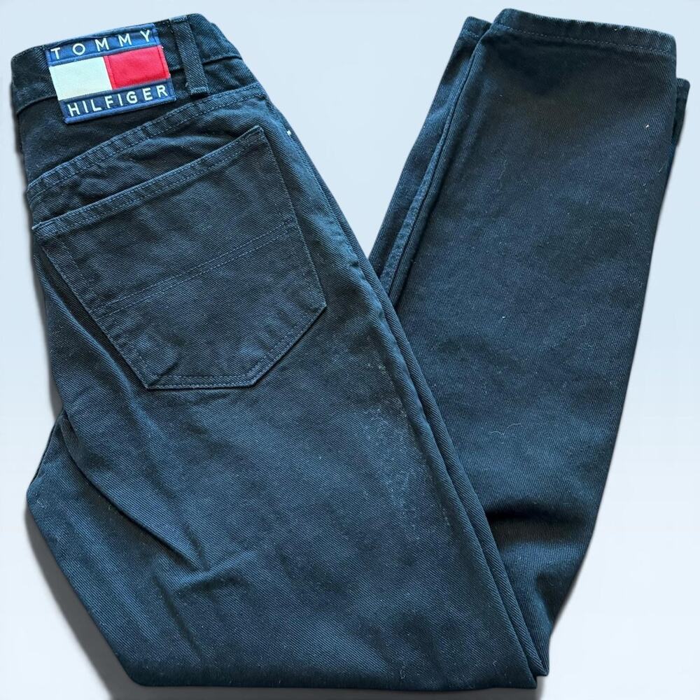 Tommy Hilfiger Jeans Juniors 7/28 Black High Rise Straight Classic Denim